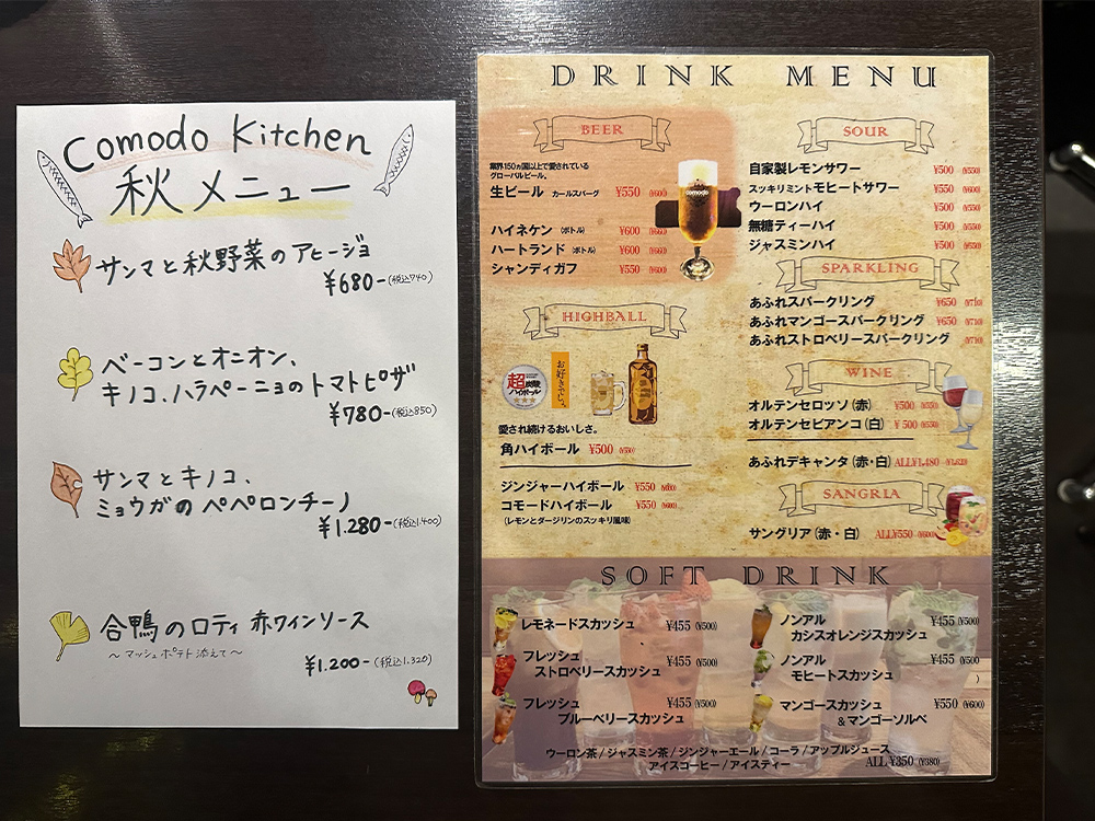 コモードキッチンのメニュー