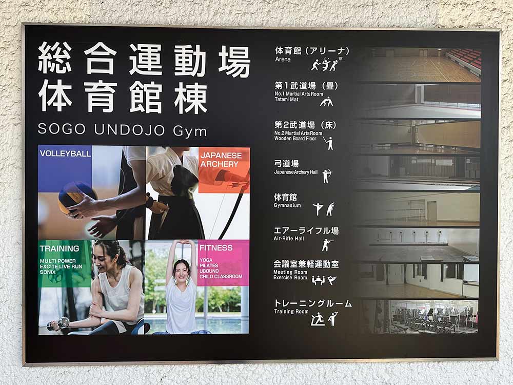 大蔵運動公園の体育館棟案内